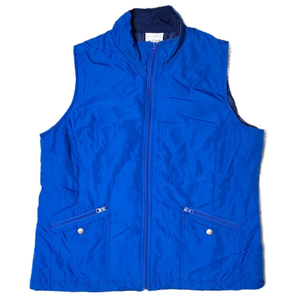 Be Inspired Men's Blue Quilted Puffer Vest XL‎ Zip Pockets Sleeveless Jacket (z)